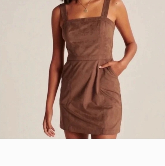 Abercrombie & Fitch suede brown overall dress size medium - Picture 7 of 9